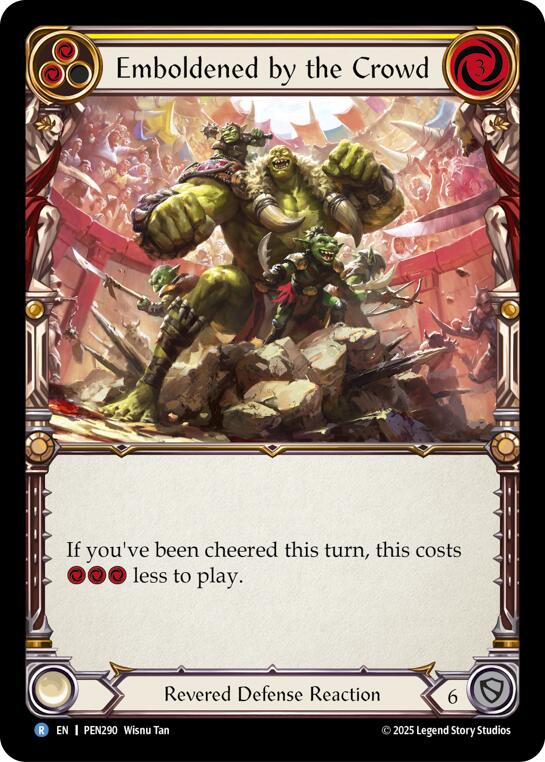 Emboldened By The Crowd (Yellow) (Rainbow Foil) [PEN290] (Compendium of Rathe)  Rainbow Foil | Shuffle n Cut Hobbies & Games