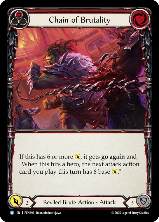 Chain Brutality (Red) (Rainbow Foil) [PEN297] (Compendium of Rathe)  Rainbow Foil | Shuffle n Cut Hobbies & Games