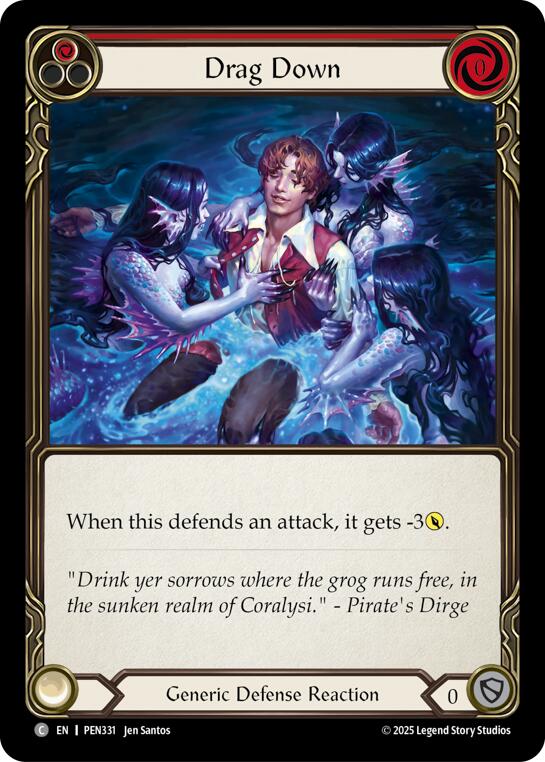 Drag Down (Red) (Rainbow Foil) [PEN331] (Compendium of Rathe)  Rainbow Foil | Shuffle n Cut Hobbies & Games