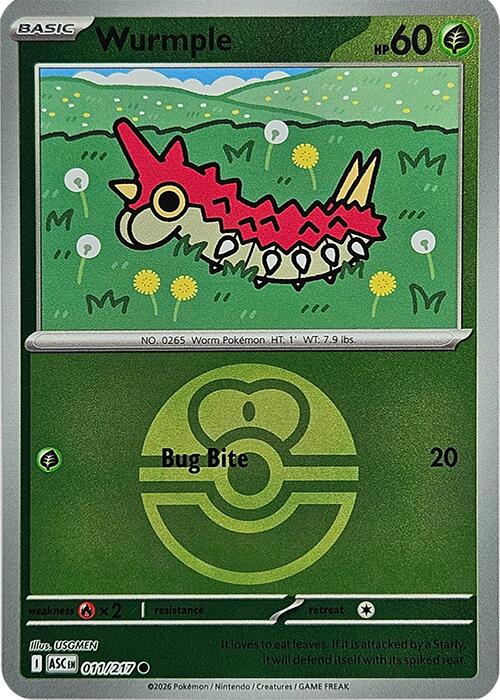 Wurmple (011/217) (Love Ball) [Mega Evolution: Ascended Heroes] | Shuffle n Cut Hobbies & Games