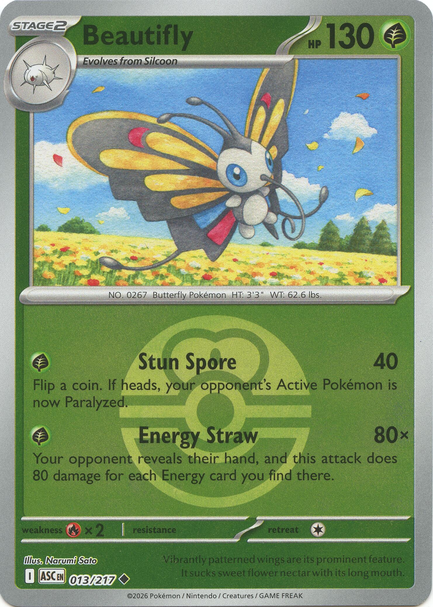 Beautifly (013/217) (Love Ball) [Mega Evolution: Ascended Heroes] | Shuffle n Cut Hobbies & Games