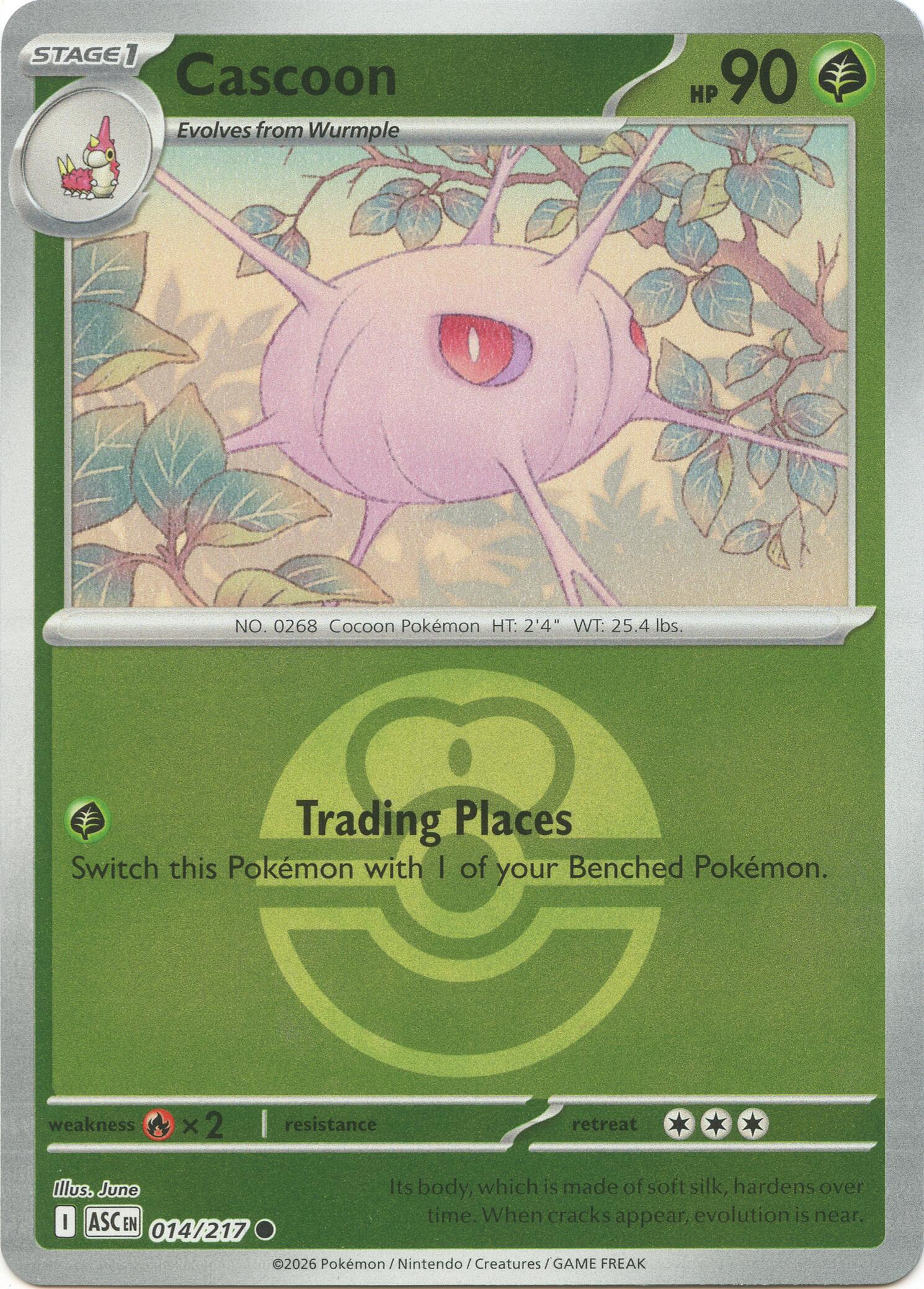 Cascoon (014/217) (Love Ball) [Mega Evolution: Ascended Heroes] | Shuffle n Cut Hobbies & Games