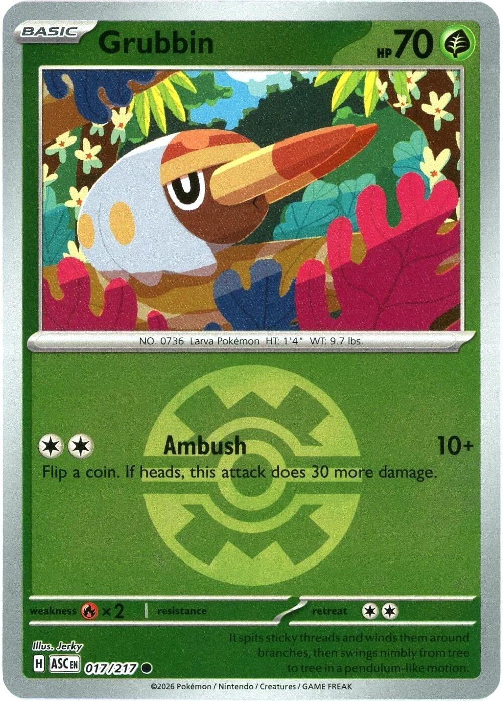Grubbin (017/217) (Quick Ball) [Mega Evolution: Ascended Heroes] | Shuffle n Cut Hobbies & Games