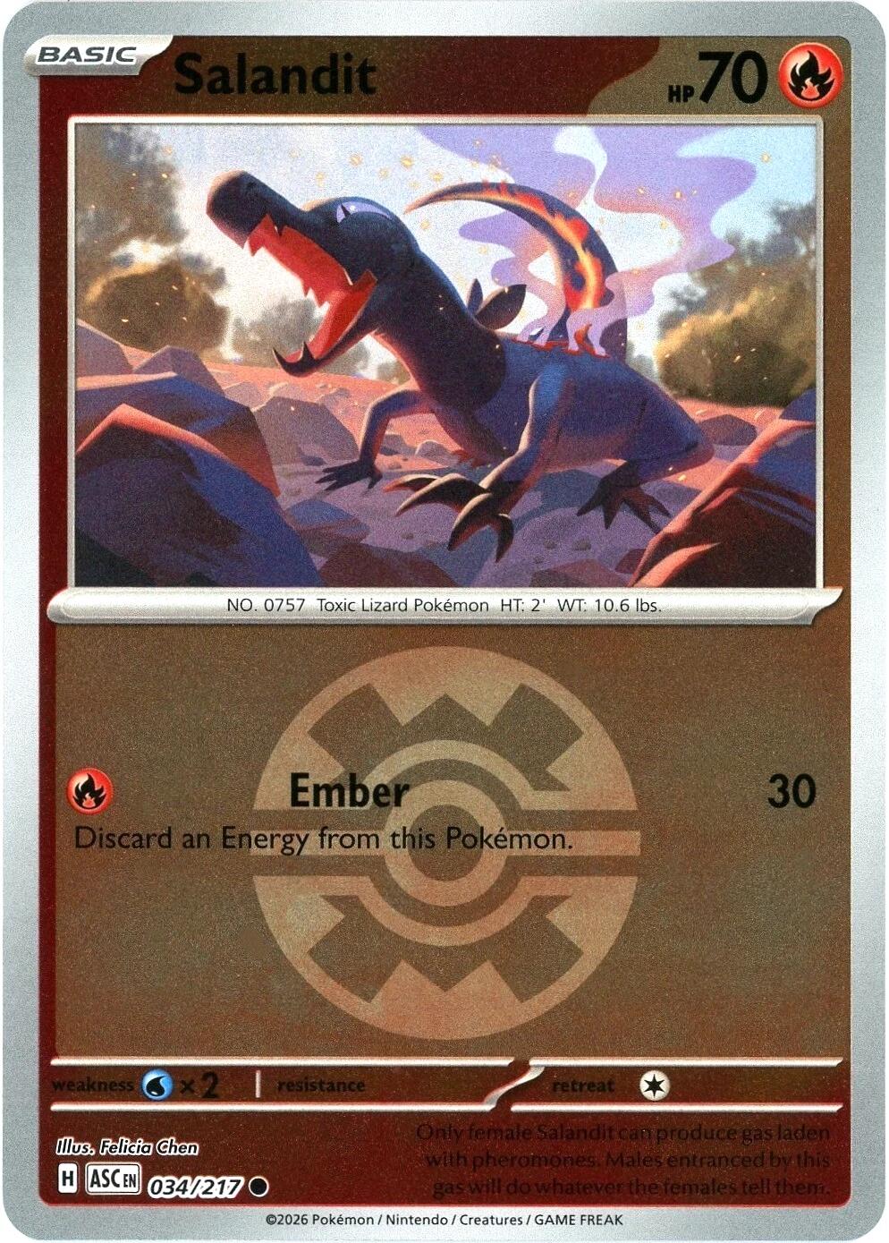 Salandit (034/217) (Quick Ball) [Mega Evolution: Ascended Heroes] | Shuffle n Cut Hobbies & Games