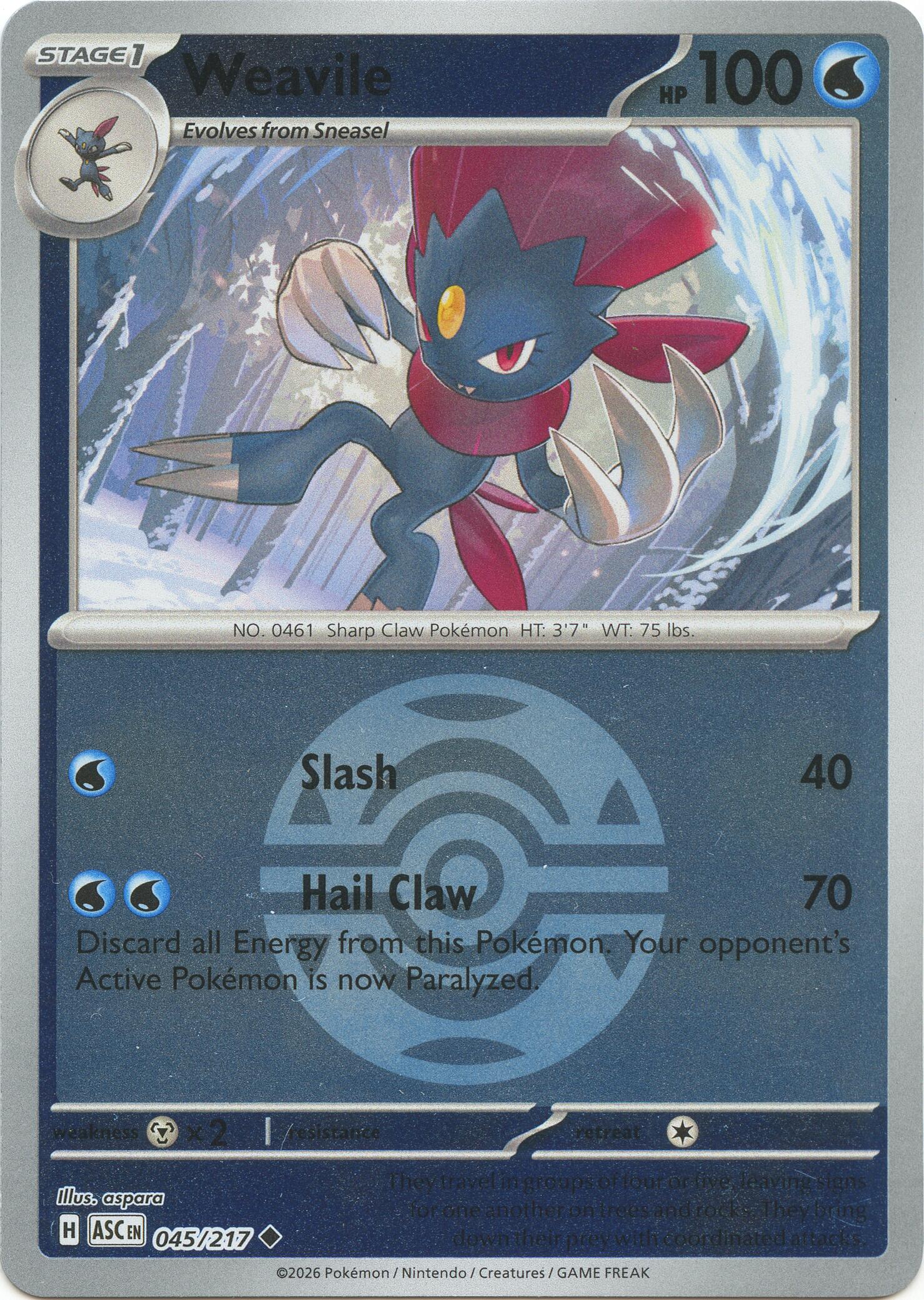 Weavile (045/217) (Dusk Ball) [Mega Evolution: Ascended Heroes] | Shuffle n Cut Hobbies & Games