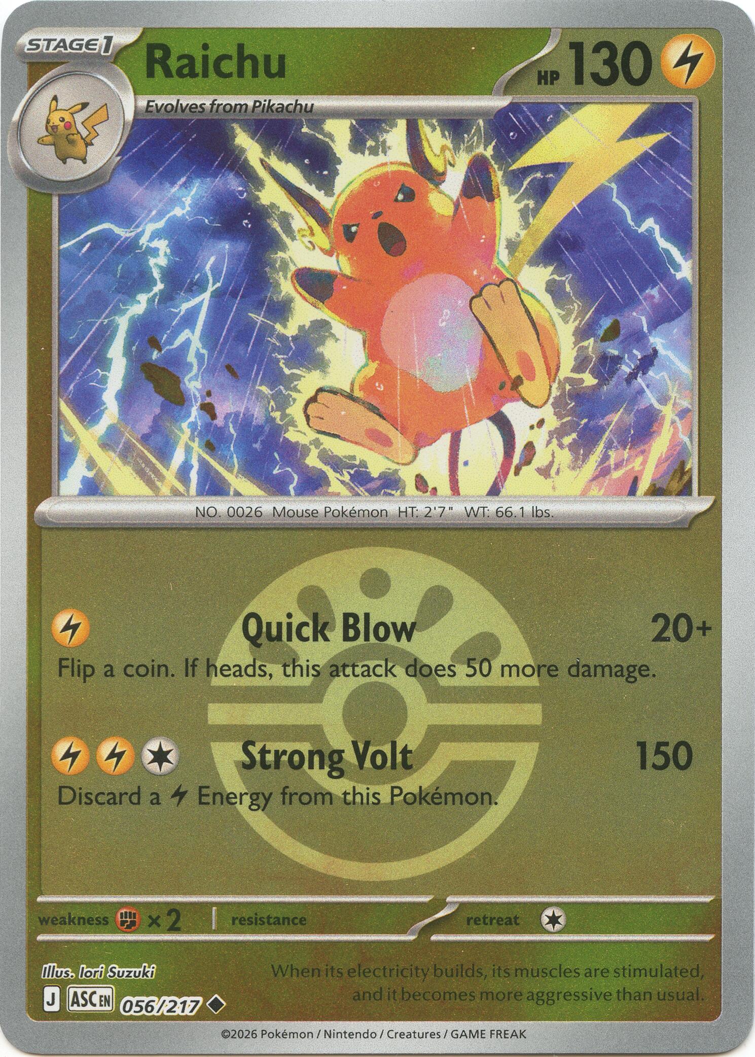 Raichu (056/217) (Friend Ball) [Mega Evolution: Ascended Heroes] | Shuffle n Cut Hobbies & Games