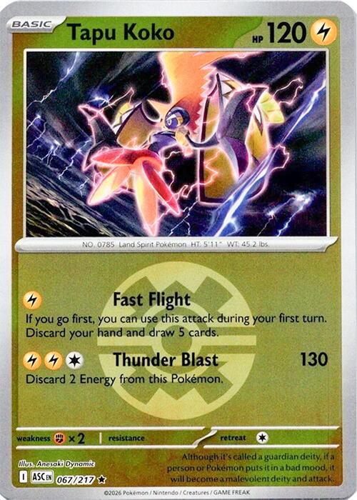 Tapu Koko (067/217) (Quick Ball) [Mega Evolution: Ascended Heroes] | Shuffle n Cut Hobbies & Games