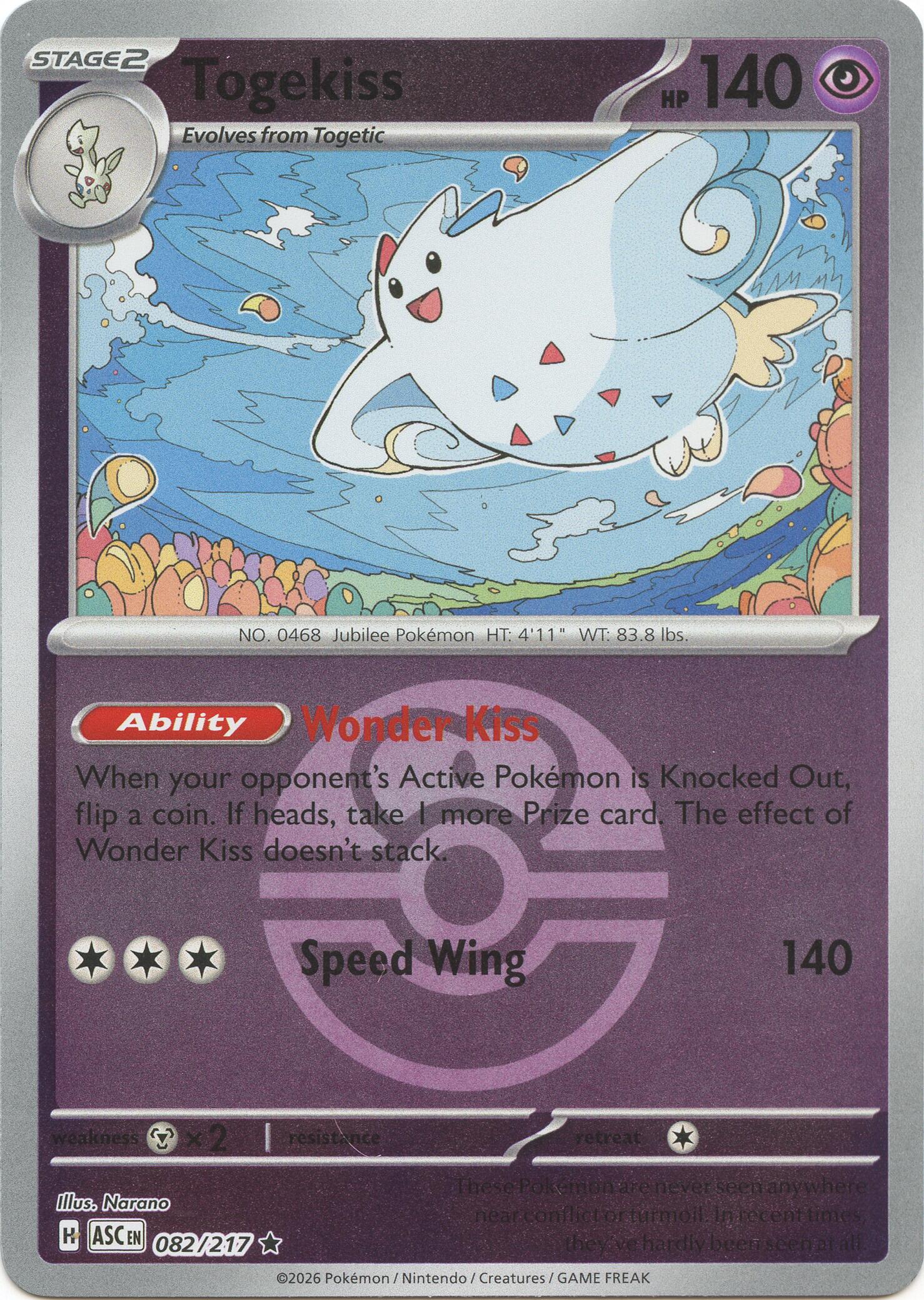 Togekiss (082/217) (Love Ball) [Mega Evolution: Ascended Heroes] | Shuffle n Cut Hobbies & Games
