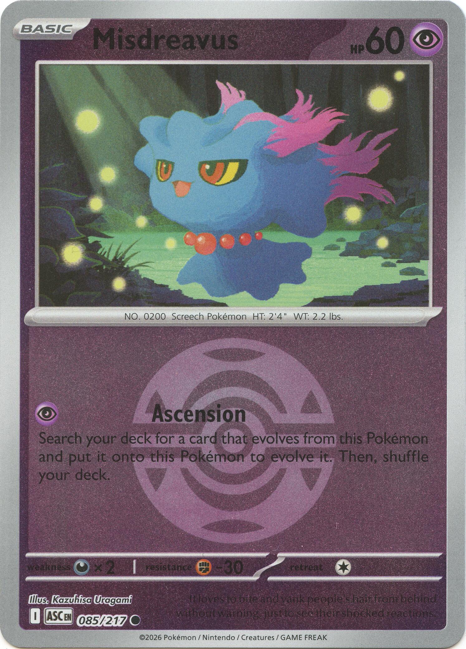Misdreavus (085/217) (Dusk Ball) [Mega Evolution: Ascended Heroes] | Shuffle n Cut Hobbies & Games