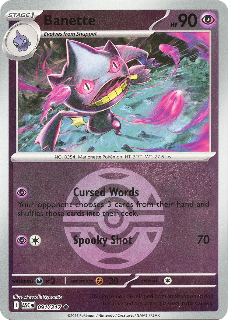 Banette (091/217) (Dusk Ball) [Mega Evolution: Ascended Heroes] | Shuffle n Cut Hobbies & Games