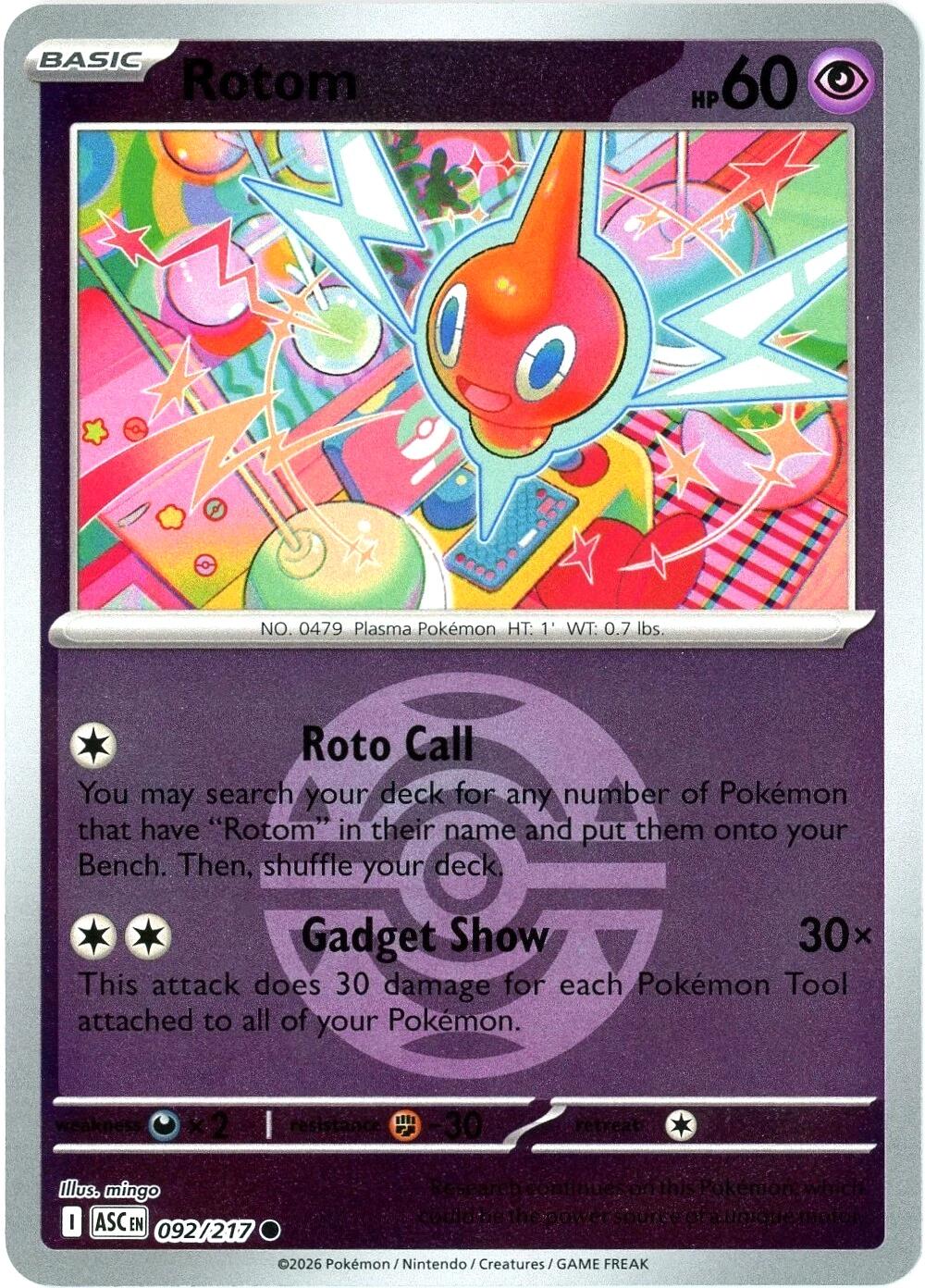 Rotom (092/217) (Dusk Ball) [Mega Evolution: Ascended Heroes] | Shuffle n Cut Hobbies & Games