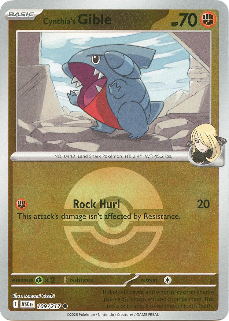 Cynthia's Gible (109/217) (Poke Ball) [Mega Evolution: Ascended Heroes] | Shuffle n Cut Hobbies & Games