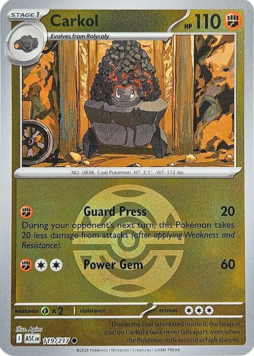 Carkol (119/217) (Dusk Ball) [Mega Evolution: Ascended Heroes] | Shuffle n Cut Hobbies & Games