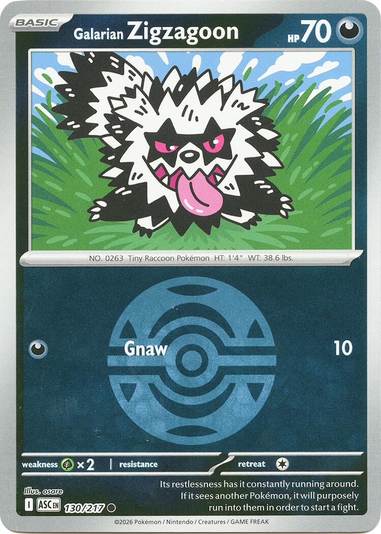 Galarian Zigzagoon (130/217) (Dusk Ball) [Mega Evolution: Ascended Heroes] | Shuffle n Cut Hobbies & Games