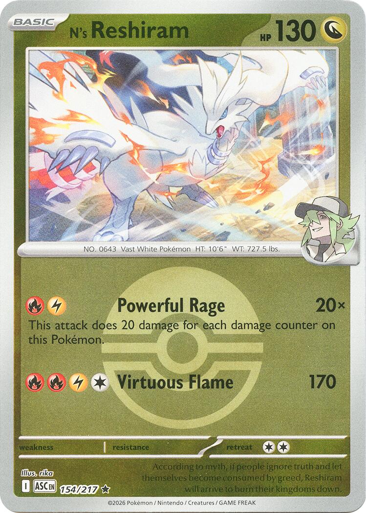 N's Reshiram (154/217) (Poke Ball) [Mega Evolution: Ascended Heroes] | Shuffle n Cut Hobbies & Games