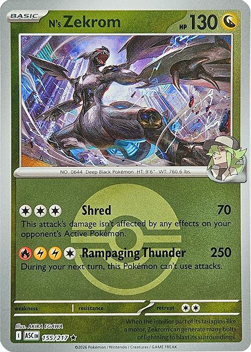 N's Zekrom (155/217) (Poke Ball) [Mega Evolution: Ascended Heroes] | Shuffle n Cut Hobbies & Games