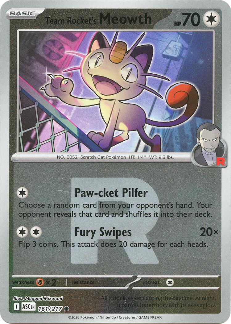 Team Rocket's Meowth (161/217) (Team Rocket) [Mega Evolution: Ascended Heroes] | Shuffle n Cut Hobbies & Games
