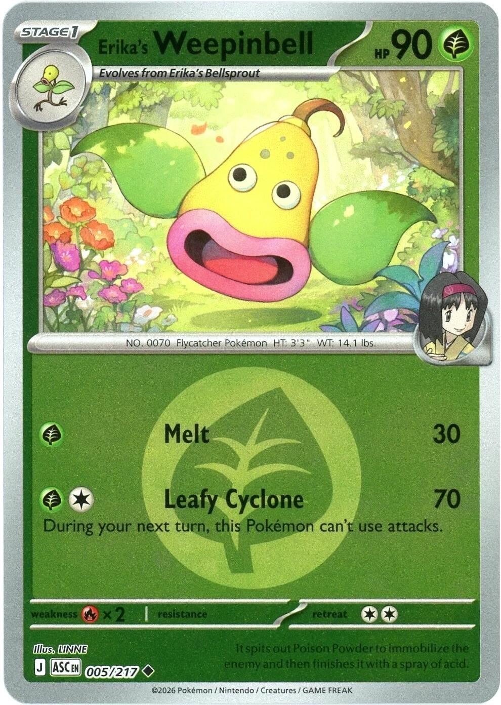 Erika's Weepinbell (005/217) (Energy Symbol Pattern) [Mega Evolution: Ascended Heroes] | Shuffle n Cut Hobbies & Games