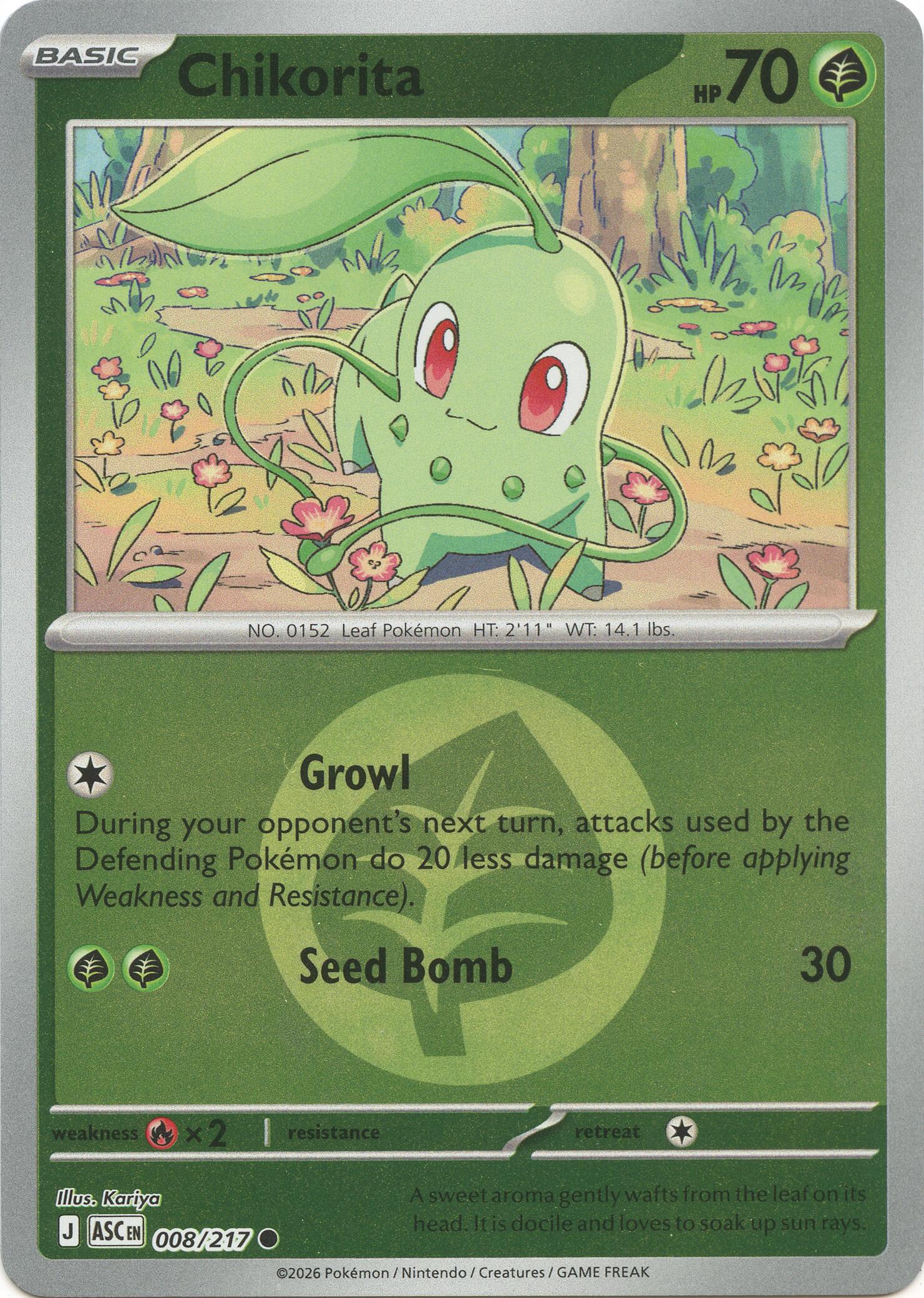 Chikorita (008/217) (Energy Symbol Pattern) [Mega Evolution: Ascended Heroes] | Shuffle n Cut Hobbies & Games