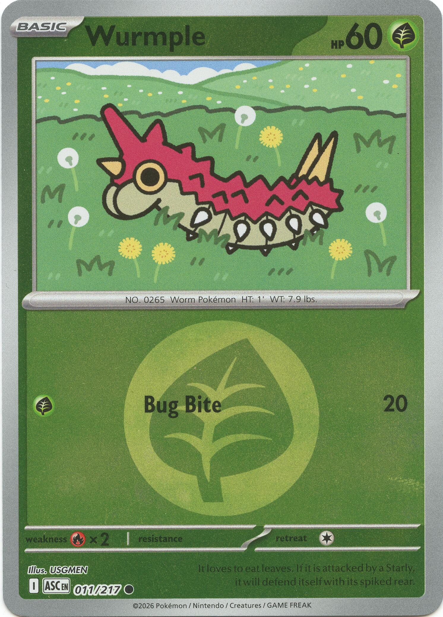 Wurmple (011/217) (Energy Symbol Pattern) [Mega Evolution: Ascended Heroes] | Shuffle n Cut Hobbies & Games