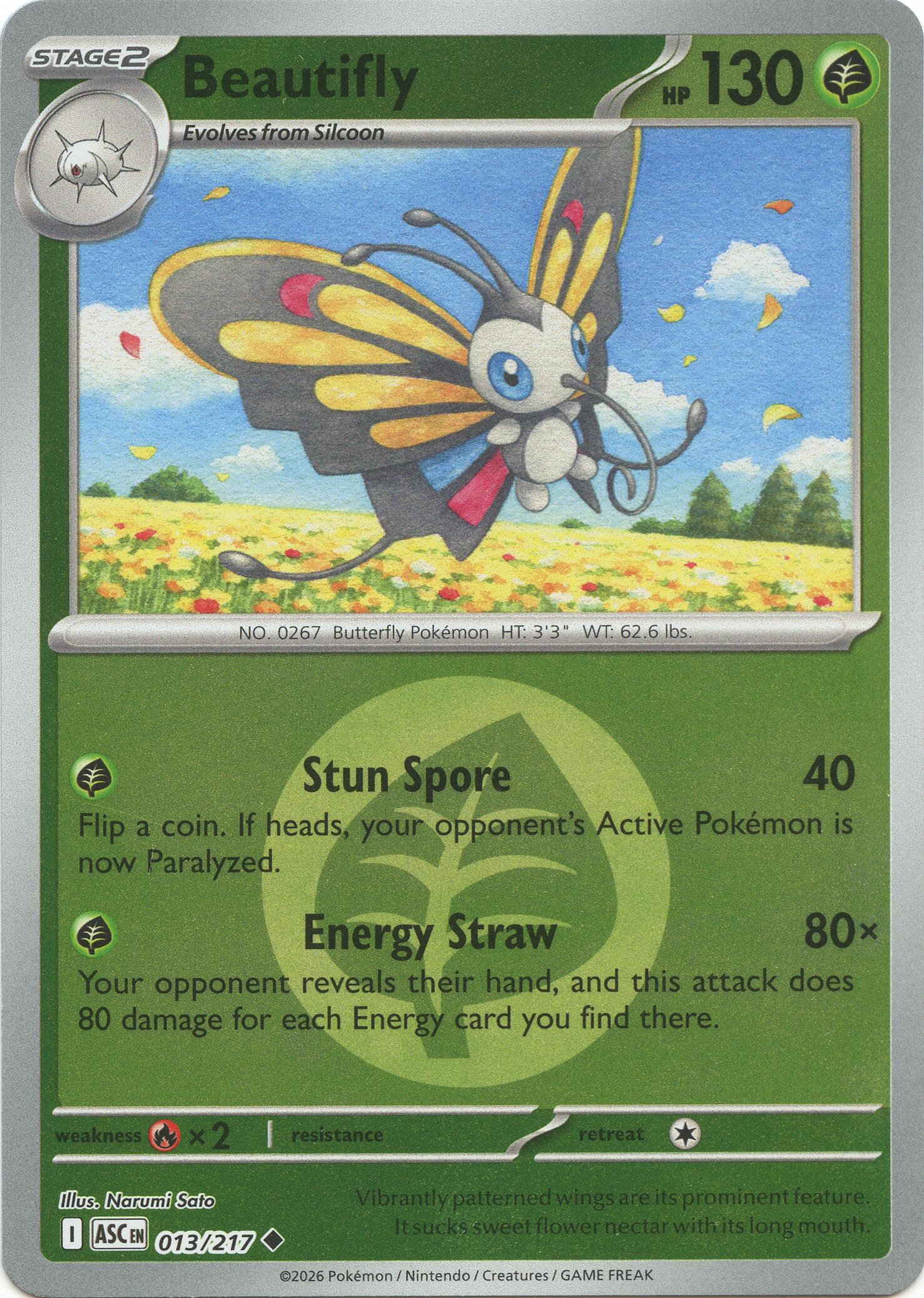 Beautifly (013/217) (Energy Symbol Pattern) [Mega Evolution: Ascended Heroes] | Shuffle n Cut Hobbies & Games
