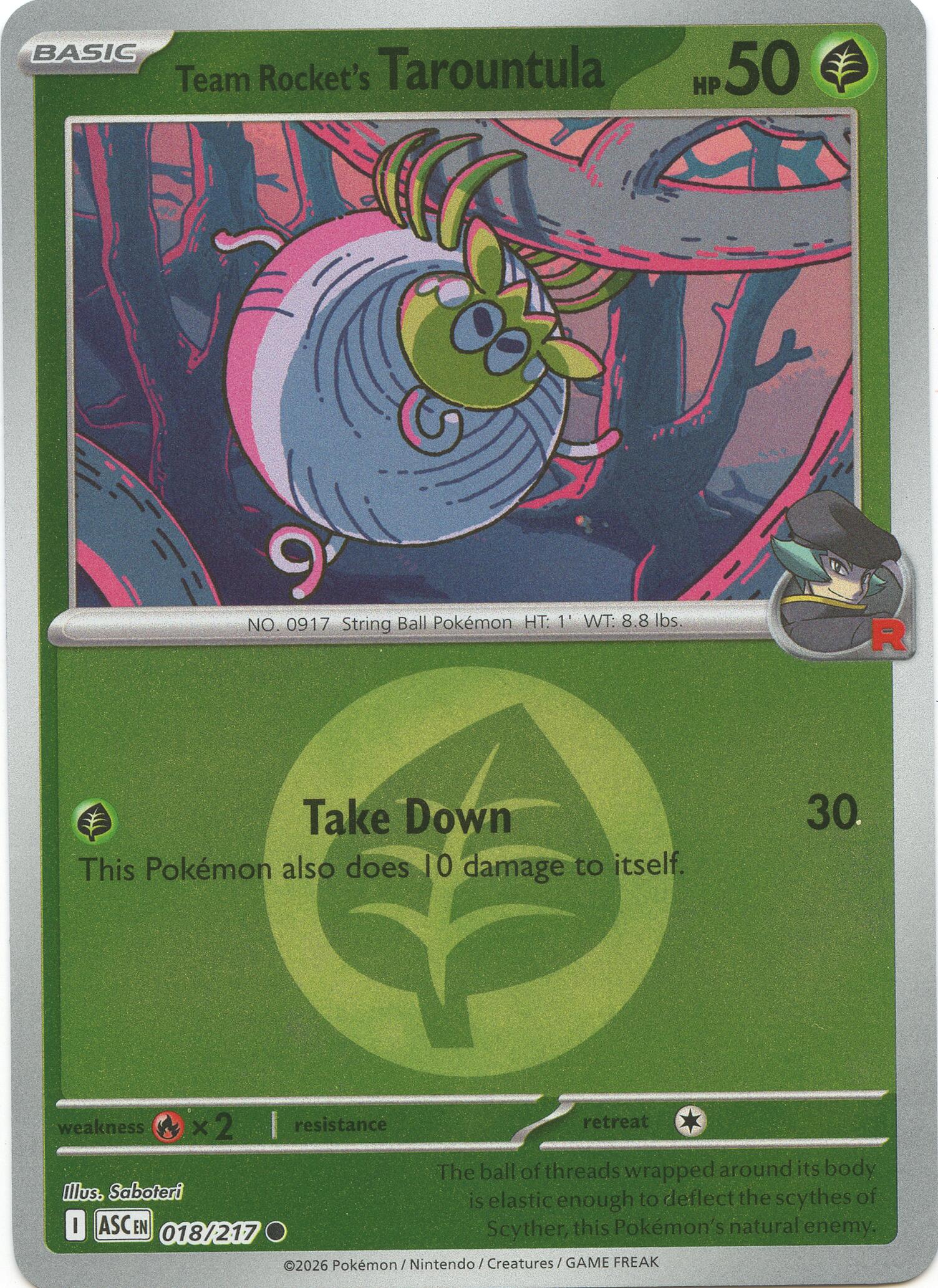 Team Rocket's Tarountula (018/217) (Energy Symbol Pattern) [Mega Evolution: Ascended Heroes] | Shuffle n Cut Hobbies & Games