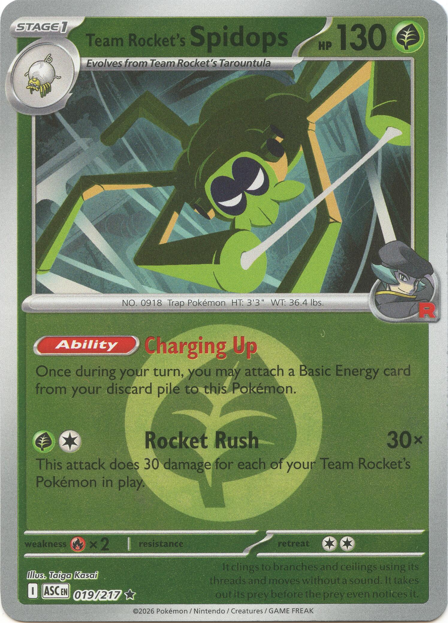 Team Rocket's Spidops (019/217) (Energy Symbol Pattern) [Mega Evolution: Ascended Heroes] | Shuffle n Cut Hobbies & Games