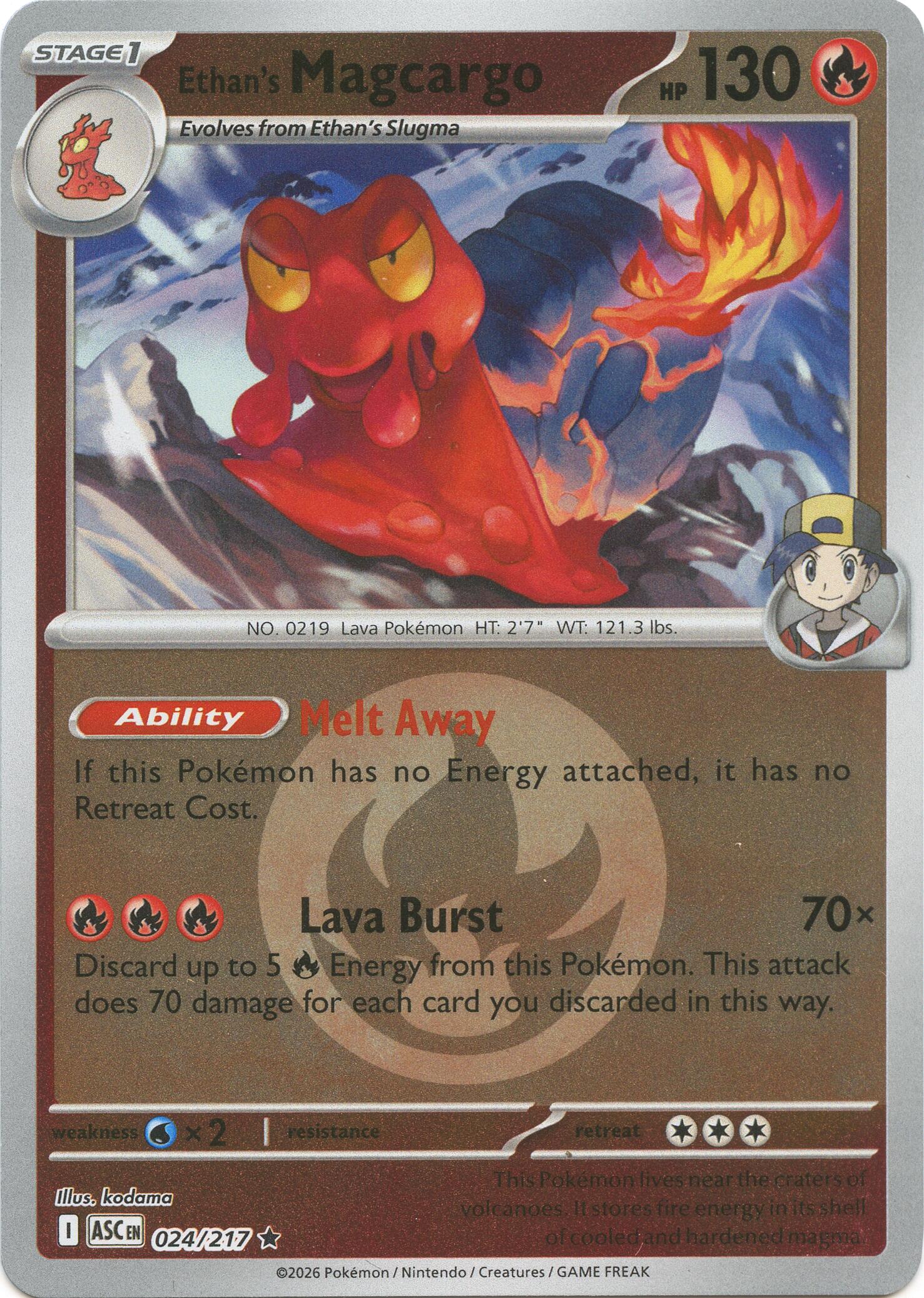 Ethan's Magcargo (024/217) (Energy Symbol Pattern) [Mega Evolution: Ascended Heroes] | Shuffle n Cut Hobbies & Games