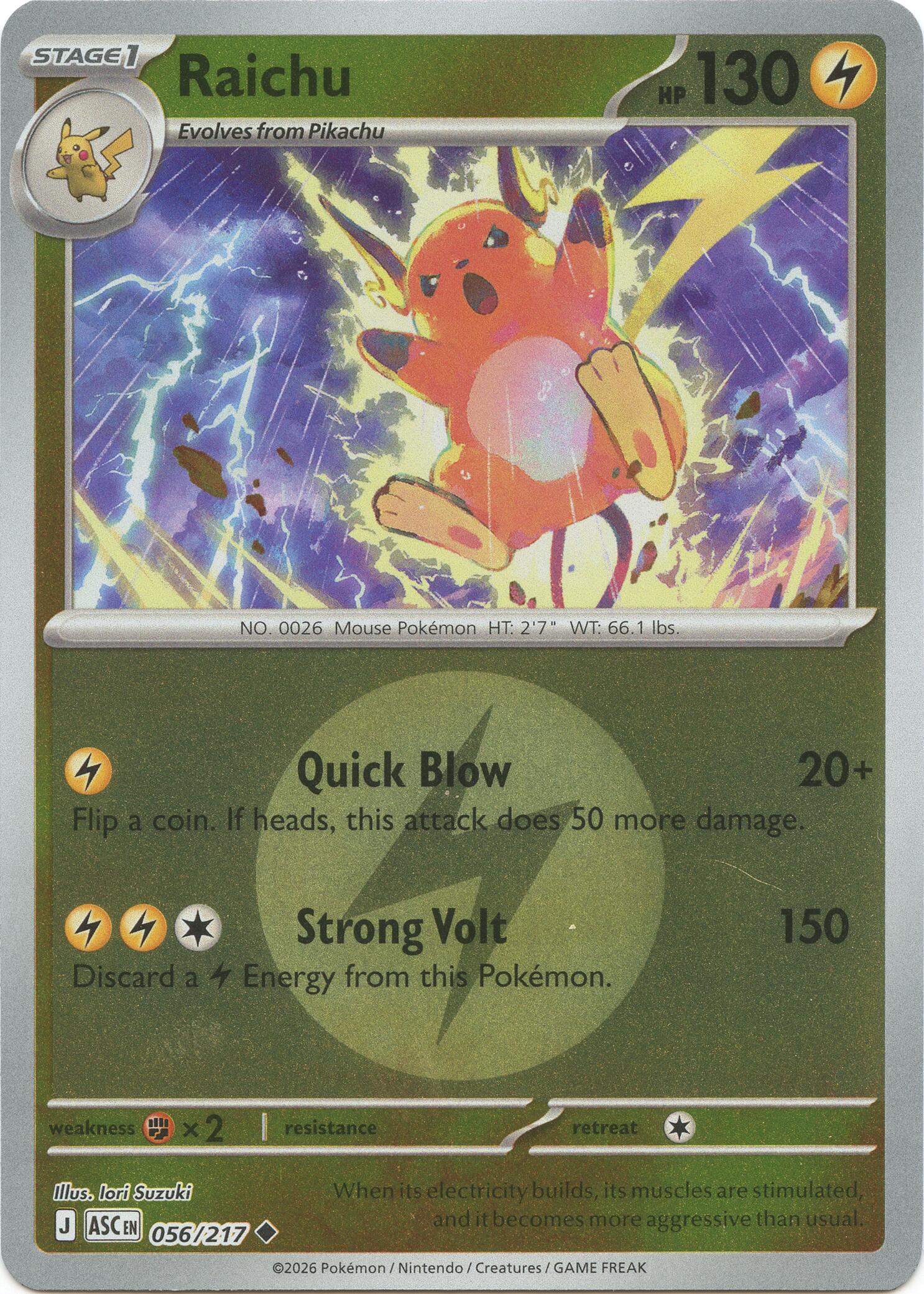 Raichu (056/217) (Energy Symbol Pattern) [Mega Evolution: Ascended Heroes] | Shuffle n Cut Hobbies & Games