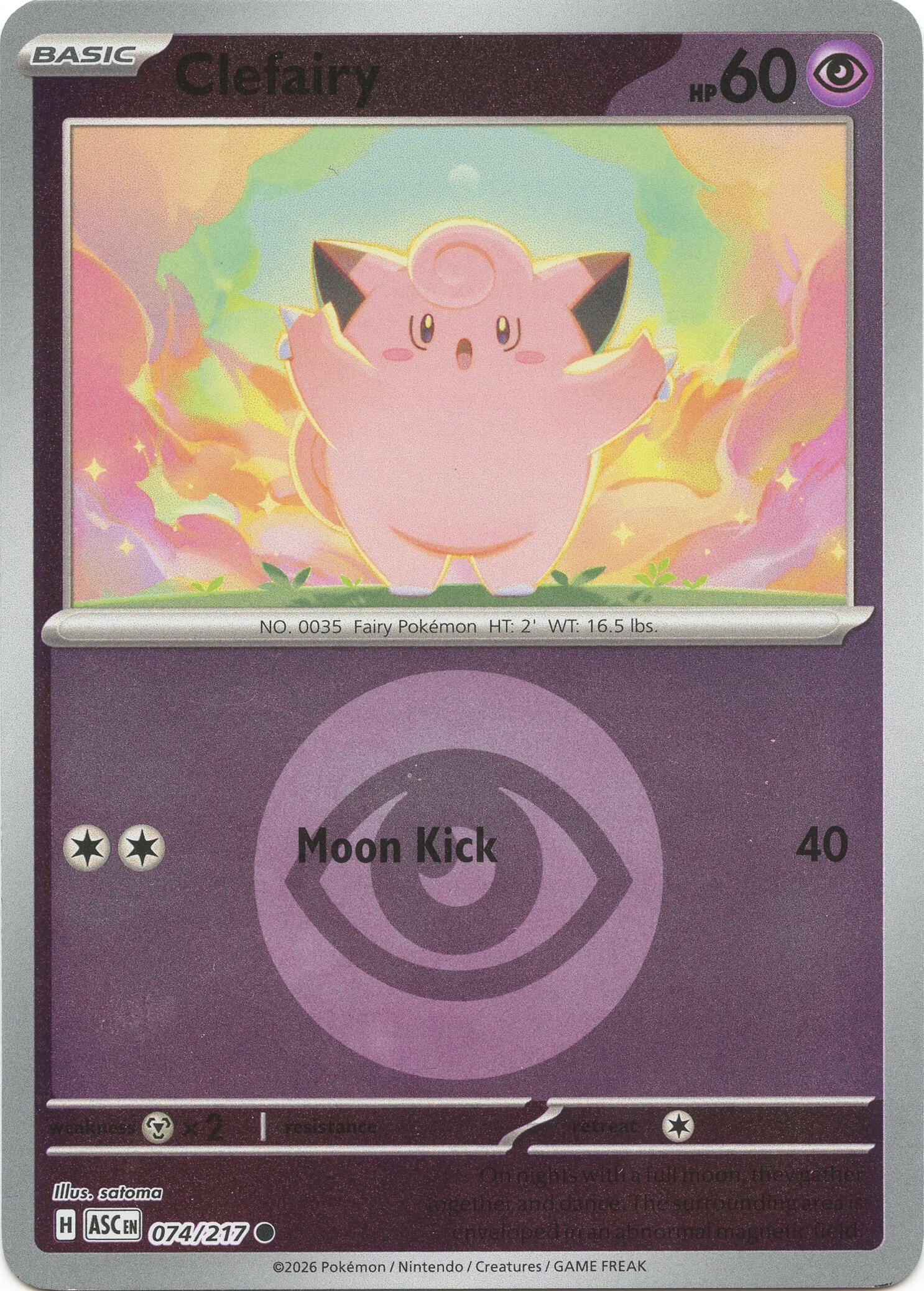 Clefairy (074/217) (Energy Symbol Pattern) [Mega Evolution: Ascended Heroes] | Shuffle n Cut Hobbies & Games