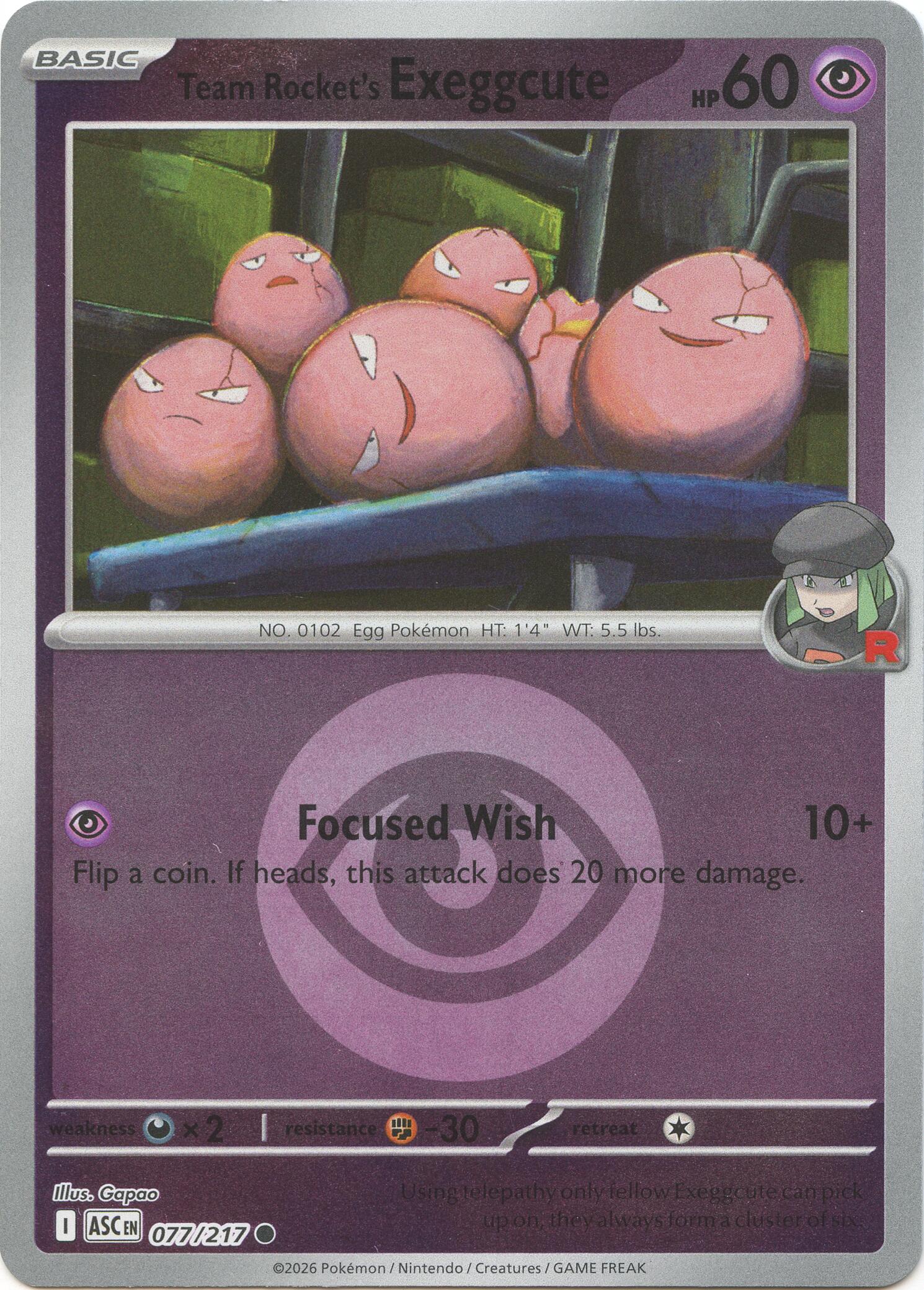 Team Rocket's Exeggcute (077/217) (Energy Symbol Pattern) [Mega Evolution: Ascended Heroes] | Shuffle n Cut Hobbies & Games