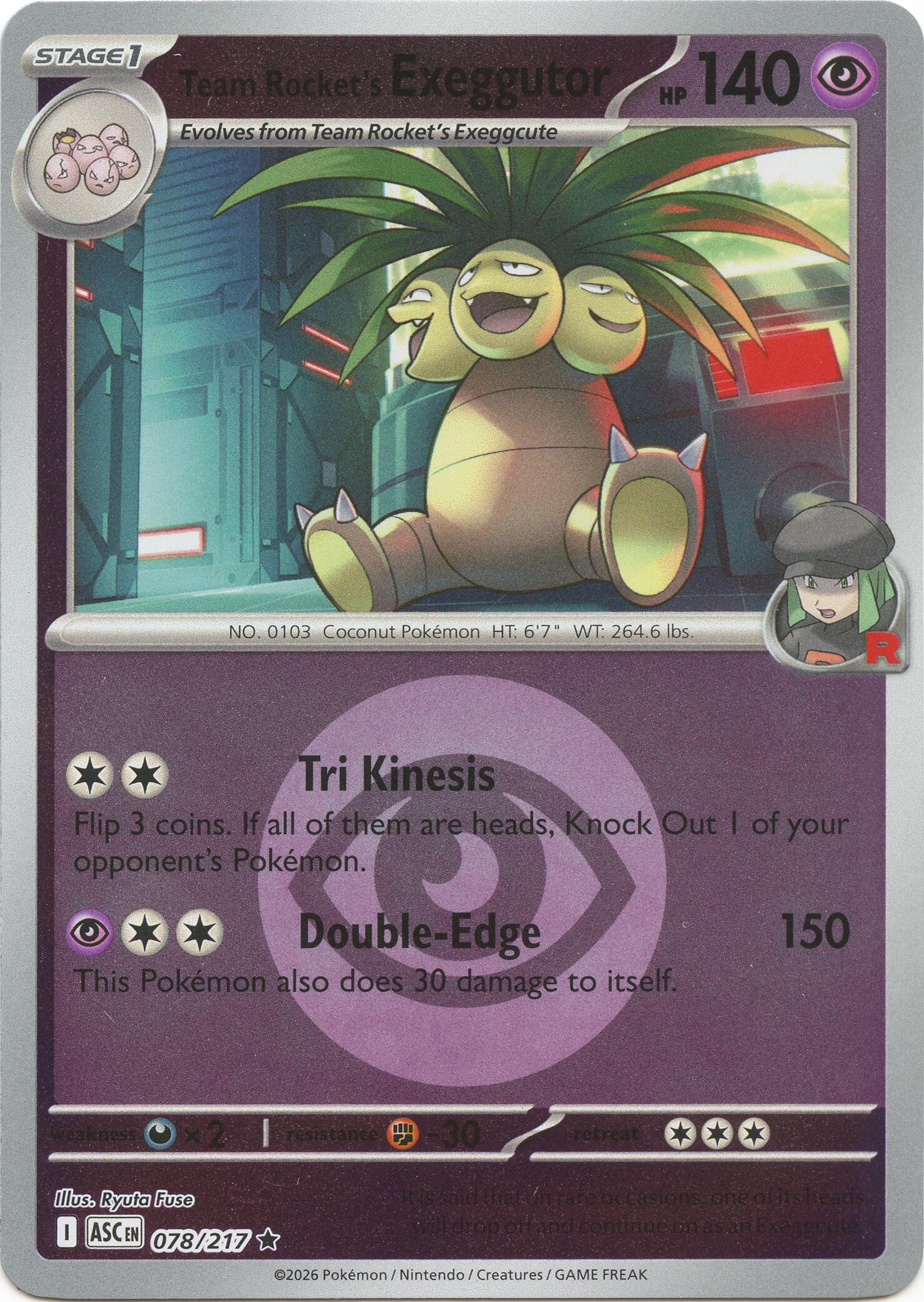 Team Rocket's Exeggutor (078/217) (Energy Symbol Pattern) [Mega Evolution: Ascended Heroes] | Shuffle n Cut Hobbies & Games