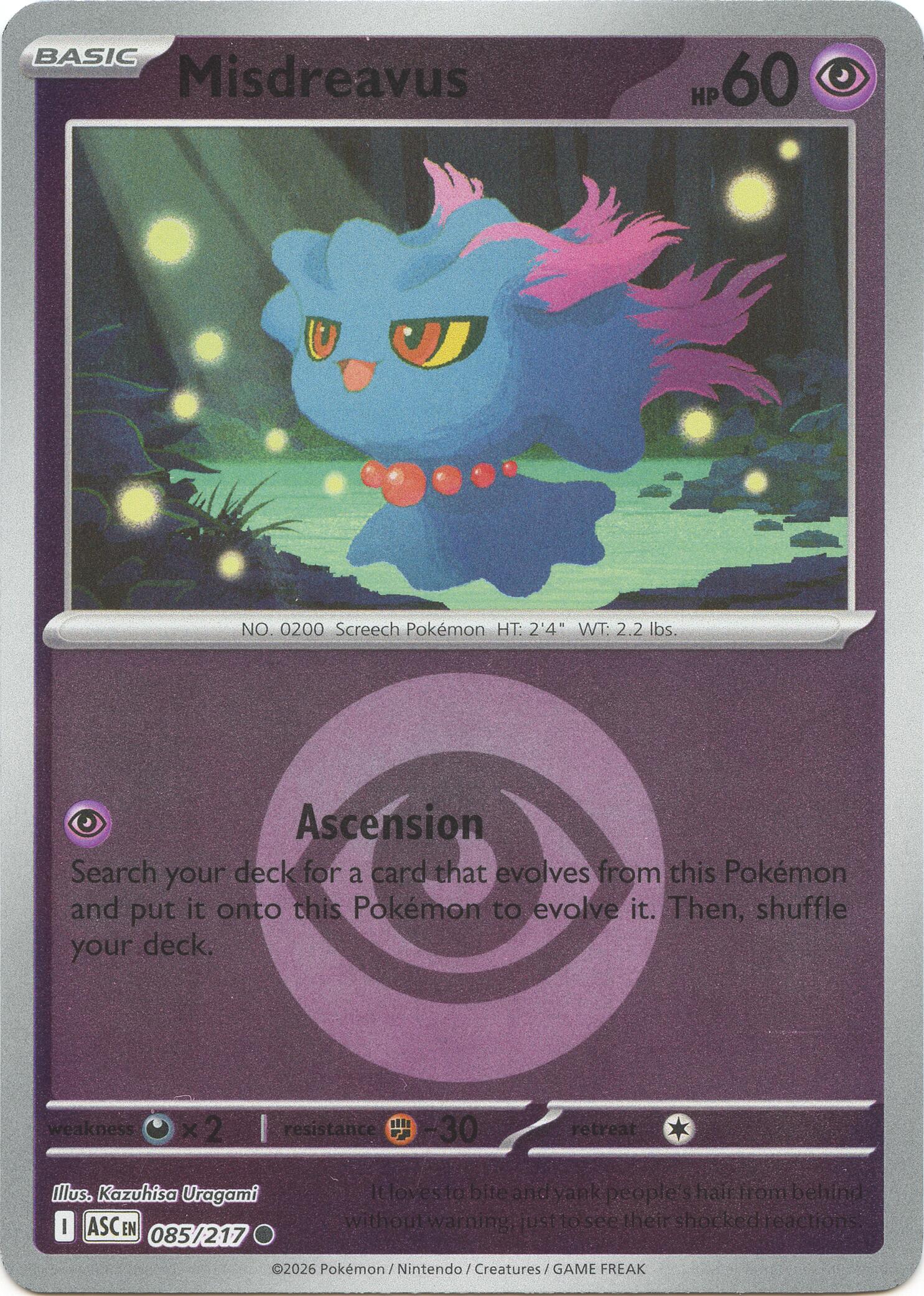 Misdreavus (085/217) (Energy Symbol Pattern) [Mega Evolution: Ascended Heroes] | Shuffle n Cut Hobbies & Games
