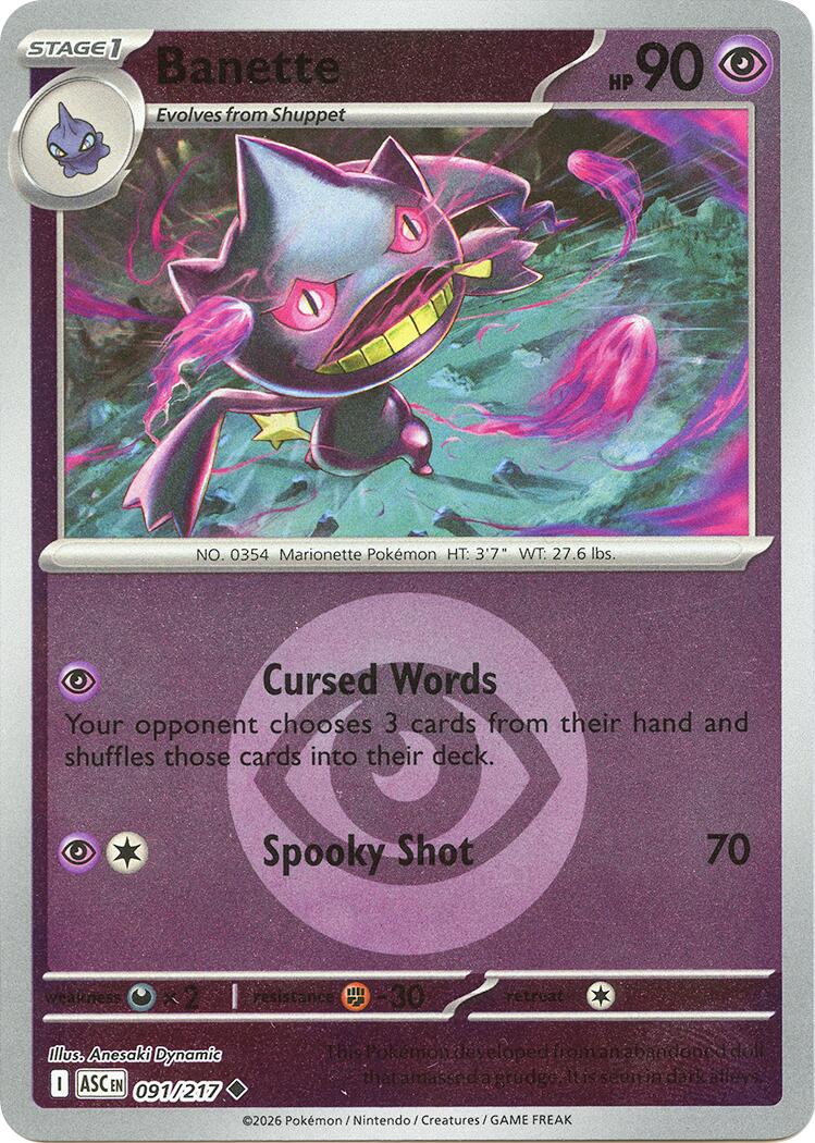 Banette (091/217) (Energy Symbol Pattern) [Mega Evolution: Ascended Heroes] | Shuffle n Cut Hobbies & Games