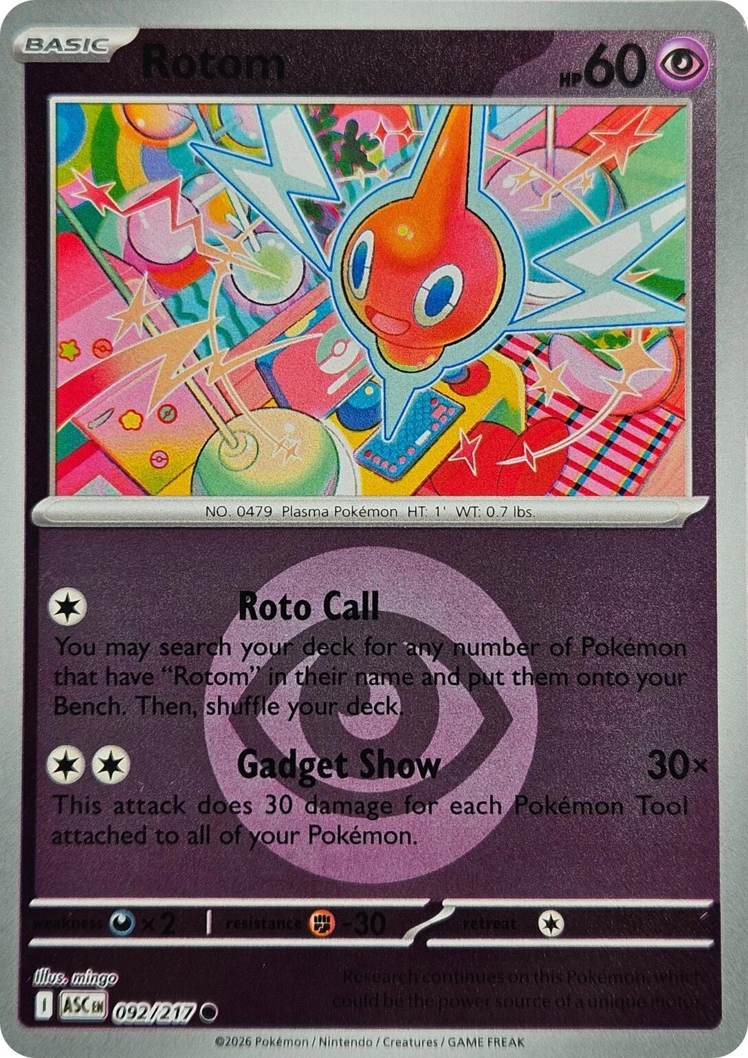 Rotom (092/217) (Energy Symbol Pattern) [Mega Evolution: Ascended Heroes] | Shuffle n Cut Hobbies & Games