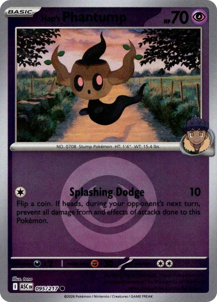 Hop's Phantump (095/217) (Energy Symbol Pattern) [Mega Evolution: Ascended Heroes] | Shuffle n Cut Hobbies & Games