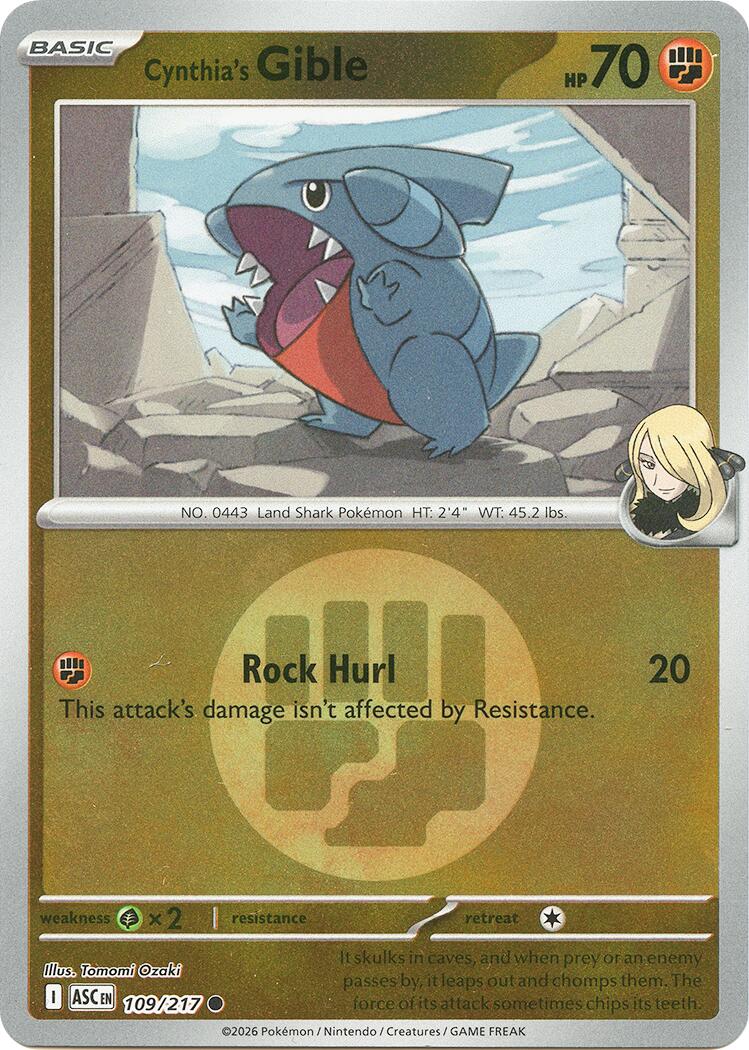 Cynthia's Gible (109/217) (Energy Symbol Pattern) [Mega Evolution: Ascended Heroes] | Shuffle n Cut Hobbies & Games
