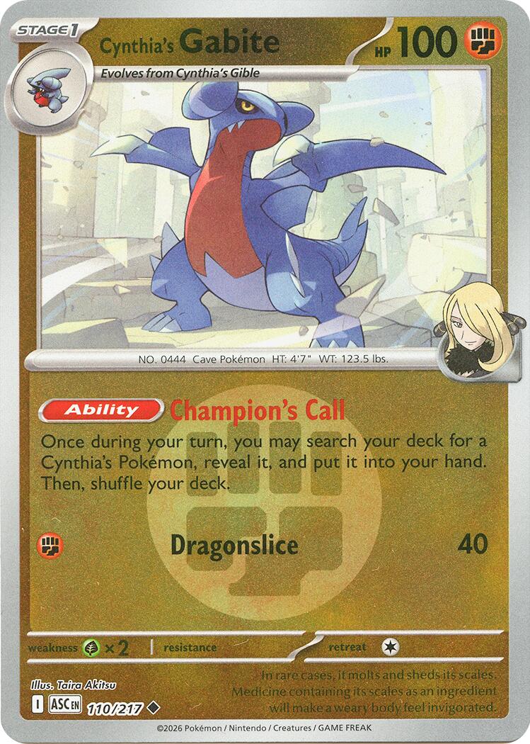 Cynthia's Gabite (110/217) (Energy Symbol Pattern) [Mega Evolution: Ascended Heroes] | Shuffle n Cut Hobbies & Games