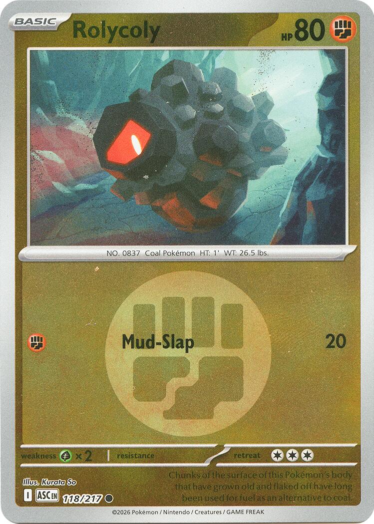 Rolycoly (118/217) (Energy Symbol Pattern) [Mega Evolution: Ascended Heroes] | Shuffle n Cut Hobbies & Games