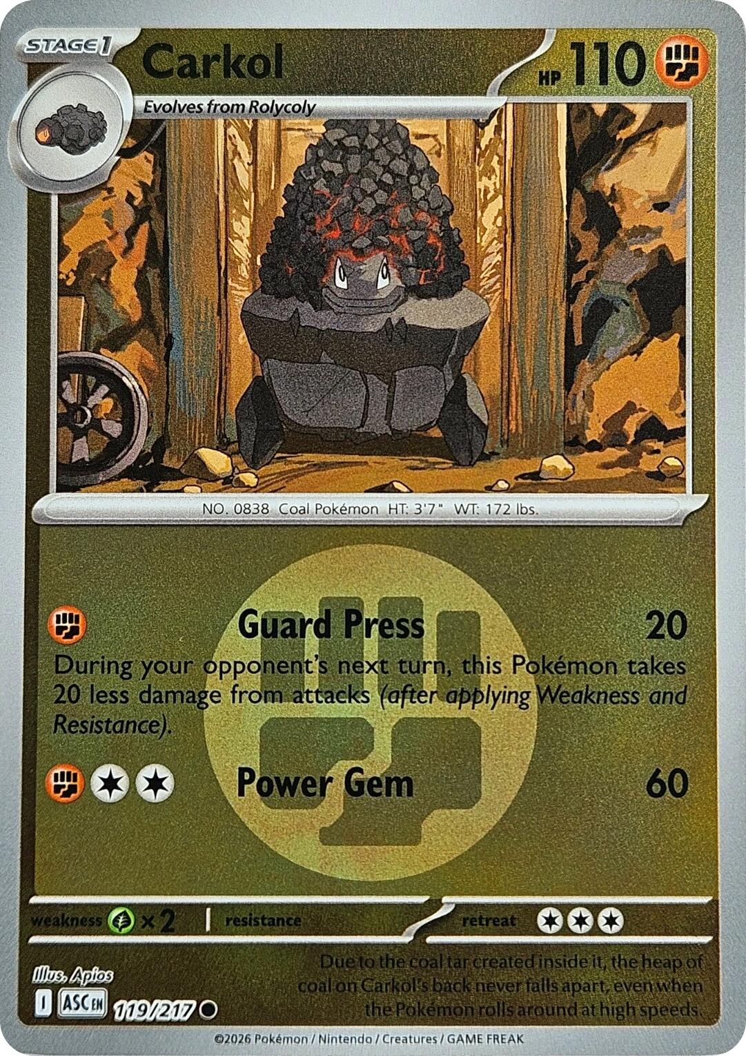 Carkol (119/217) (Energy Symbol Pattern) [Mega Evolution: Ascended Heroes] | Shuffle n Cut Hobbies & Games