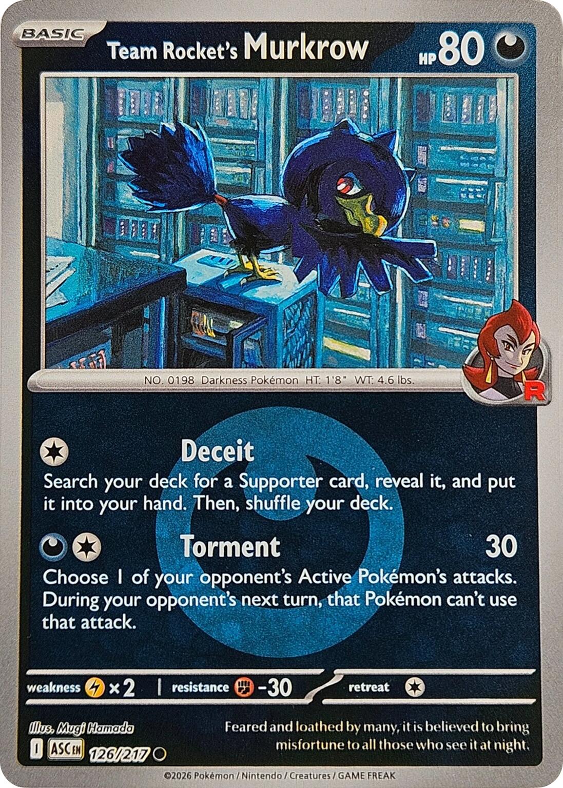 Team Rocket's Murkrow (126/217) (Energy Symbol Pattern) [Mega Evolution: Ascended Heroes] | Shuffle n Cut Hobbies & Games