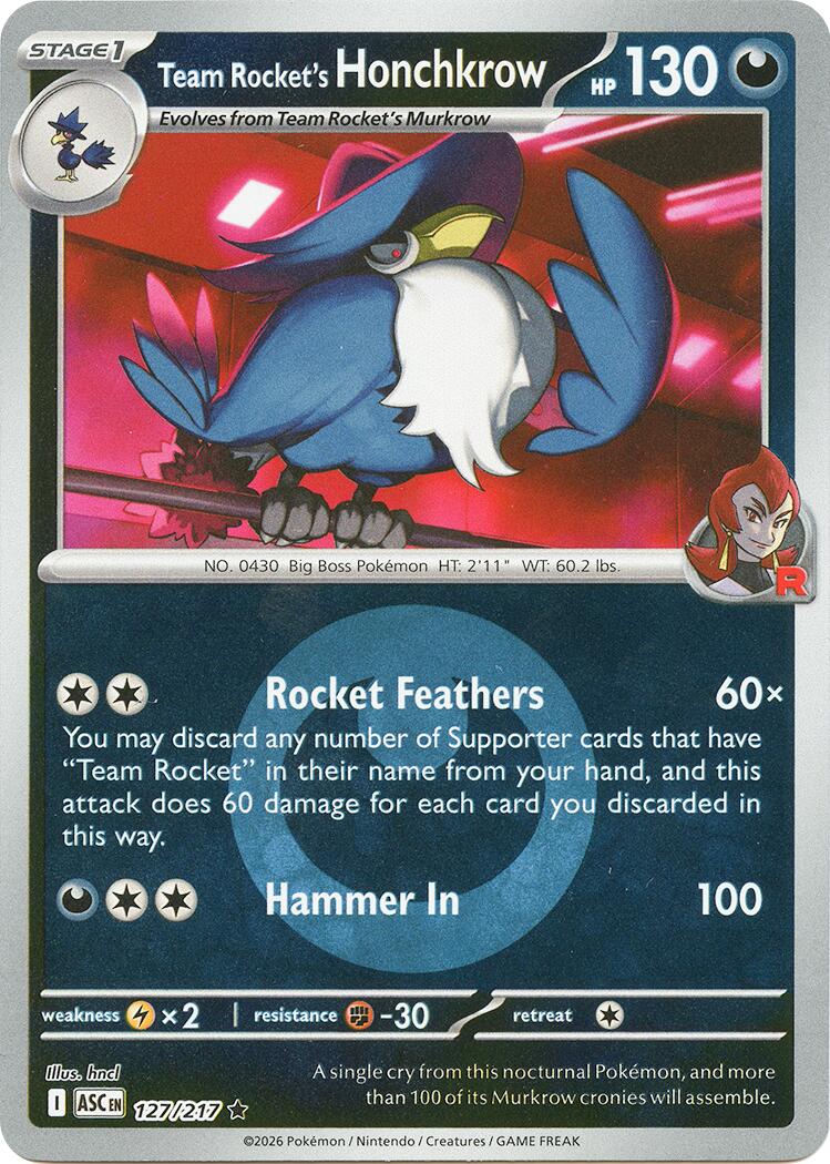 Team Rocket's Honchkrow (127/217) (Energy Symbol Pattern) [Mega Evolution: Ascended Heroes] | Shuffle n Cut Hobbies & Games