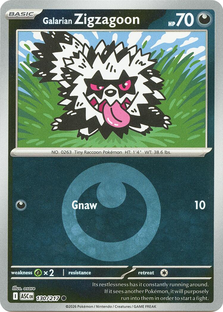 Galarian Zigzagoon (130/217) (Energy Symbol Pattern) [Mega Evolution: Ascended Heroes] | Shuffle n Cut Hobbies & Games