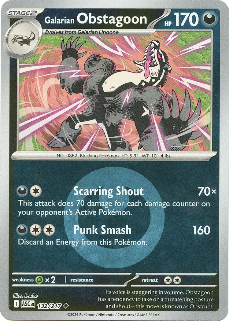 Galarian Obstagoon (132/217) (Energy Symbol Pattern) [Mega Evolution: Ascended Heroes] | Shuffle n Cut Hobbies & Games