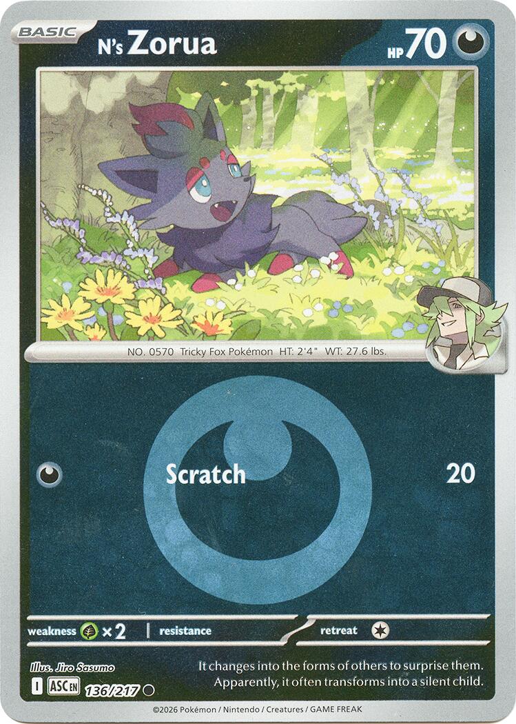N's Zorua (136/217) (Energy Symbol Pattern) [Mega Evolution: Ascended Heroes] | Shuffle n Cut Hobbies & Games