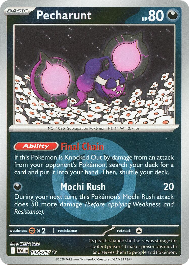 Pecharunt (143/217) (Energy Symbol Pattern) [Mega Evolution: Ascended Heroes] | Shuffle n Cut Hobbies & Games