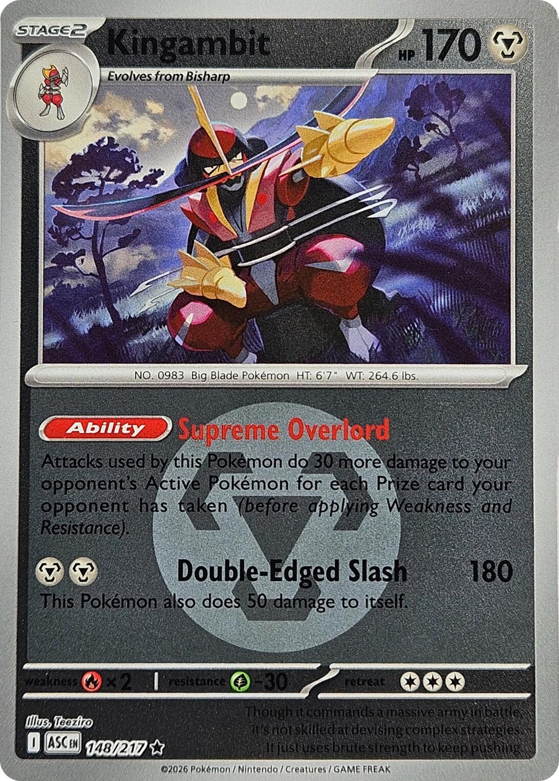 Kingambit (148/217) (Energy Symbol Pattern) [Mega Evolution: Ascended Heroes] | Shuffle n Cut Hobbies & Games