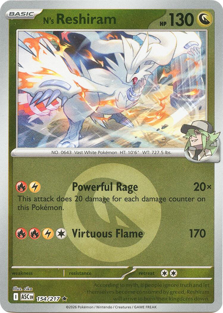 N's Reshiram (154/217) (Energy Symbol Pattern) [Mega Evolution: Ascended Heroes] | Shuffle n Cut Hobbies & Games
