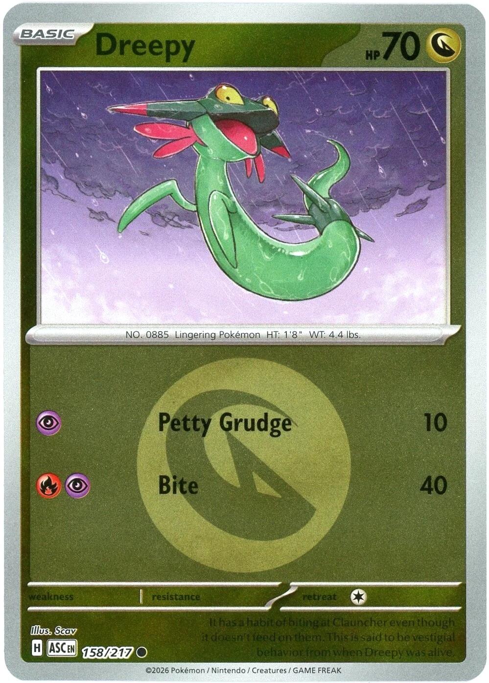 Dreepy (158/217) (Energy Symbol Pattern) [Mega Evolution: Ascended Heroes] | Shuffle n Cut Hobbies & Games