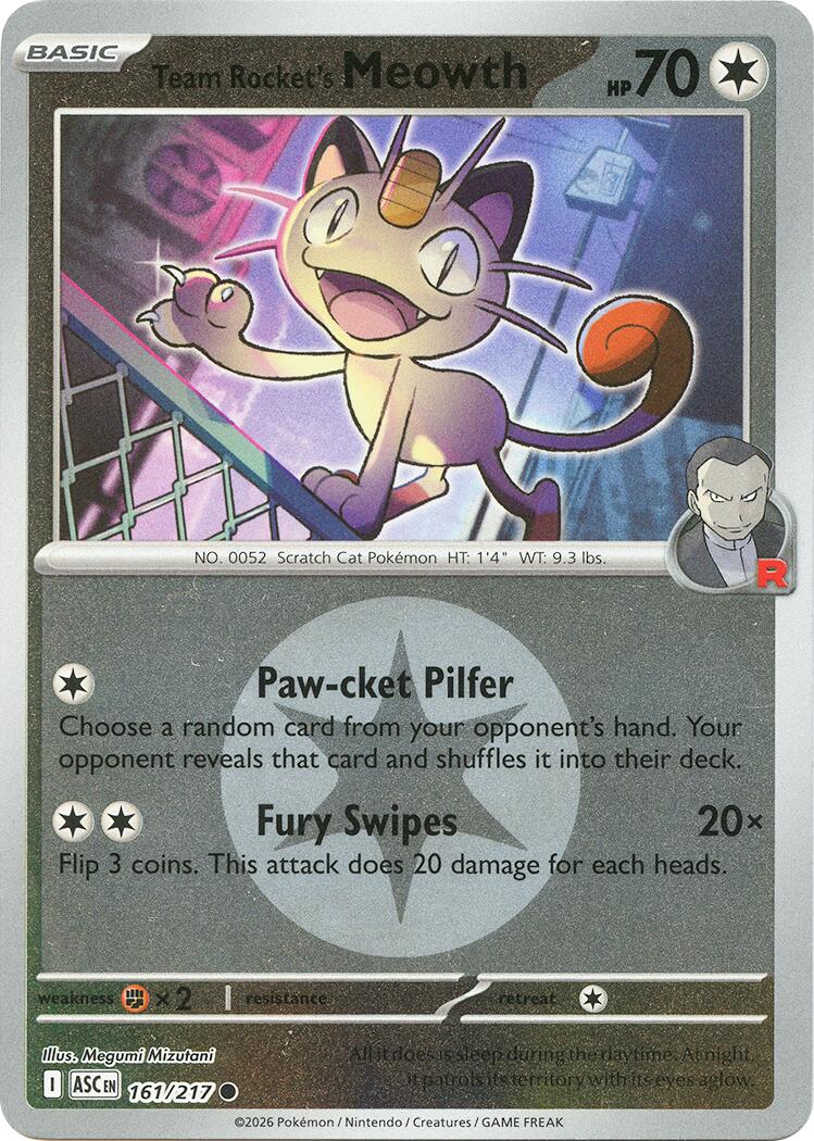 Team Rocket's Meowth (161/217) (Energy Symbol Pattern) [Mega Evolution: Ascended Heroes] | Shuffle n Cut Hobbies & Games